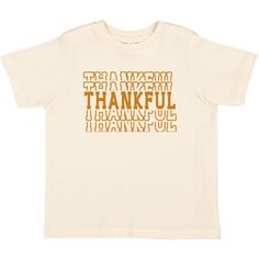 The Thankful Echo Thanksgiving Short Sleeve T-Shirt is a fun and festive t-shirt for kids celebrating Thanksgiving! Features: Shirt Color: Natural Graphic Color: Dark Orange Material: Multicolor Features: Tagless inside neck label for an itch-free wear Fit: Toddler Unisex; True to Size Care: Machine washable, tumble dry low, wash with like colors Each t-shirt is hand pressed with love using baby and child safe inks. Newborn Announcement, Orange Material, Accessories Brand, Neck Label, Glitter Bow, Dark Orange, Accessories Branding, Kids Safe, Celebration Of Life