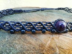 Dark witch choker handmade macrame gothic collar amethyst | Etsy Purple Adjustable Handmade Choker, Handmade Bohemian Purple Choker, Handmade Purple Bohemian Choker, Handmade Witchy Necklaces For Festivals, Witchy Handmade Necklaces For Festivals, Handmade Witchy Choker Jewelry, Handmade Gothic Choker As Gift, Handmade Gothic Choker Gift, Handmade Gothic Choker For Gift