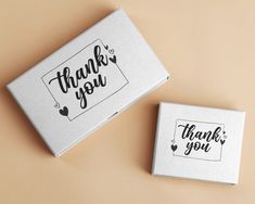 two boxes with thank you written on the front and one has a heart in it