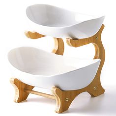 PRICES MAY VARY. The Size: 11 x 11 x 7.5 inch Package Including: 2 x White Ceramic Fruit Bowl and Bamboo Wood Stand （With Assembly Screws） This Two Tier Serving Stand Creates A Lovely and Space-saving Way To Serve Your Snacks, Candies, Fruits and Veggies Salad or Any Other Food. Thicker Sturdier Bamboo Frame. The Anti-slip Design at The Bottom of The Bowl Has Been Polished Smooth and Does Not Hurt The Countertop. Durable, Healthy, and Hygienic. Elegant Appearance: An Oval bowl with Both Value an 3 Tier Cupcake Stand, Fruit Cupcakes, Tiered Fruit Basket, Cupcake Tiers Stand, Ceramic Fruit Bowl, Serving Stand, Ceramic Fruit, Cupcake Stands, Fruit Holder