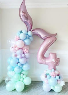 balloons are arranged in the shape of numbers