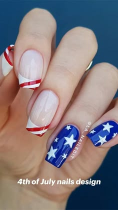 Looking for nails design for Independence Day? Here we have 30 bold and gorgeous manicure to show you. Celebrate Independence Day with gorgeous red, white and blue nail designs. Whether you decide to have white Stars and Stripes, tie-dye, and American flag designs, these cool nail art designs will make your 4th of July nails pop. Elegant Fourth Of July Nails, Patriotic Nails 2024, 4th Of July Nails 2024, 4tg Of July Nails, Patriot Nails, Memorial Day Nails