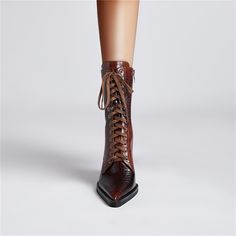 Shop Burgundy Snake Print Cowboy Ankle Boots Lace Up Chunky Heel Boots color Burgundy for Dancing Club, Going out, Night Club, Party with worldwide Free shipping & Free return. Ankle Boots Lace, Autumn Witch, Dancing Club, Cowboy Ankle Boots, Chunky Heel Boots, Boho Festival Fashion, Chunky Heels Boots, Pointed Toe Boots, Club Party