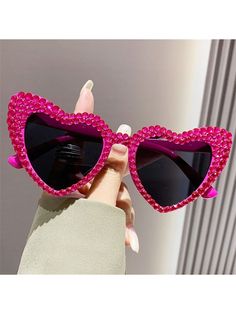 Dulce Collar  PC   Embellished Hot Pink Sunglasses, Bridesmaid Sunglasses, Ace Of Shades, Winter Party Outfits, Pink Heart Sunglasses, Barbie Dance, Legal Wedding, Sabrina Concert, Bride Sunglasses