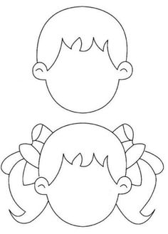 a drawing of a child's face with two hair on the top and bottom