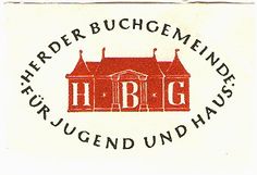 a red and white business card with the words hbg on it