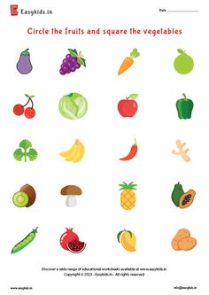 fruits and vegetables worksheet for kids to practice their english words in the classroom