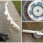 four different views of the wheels and spokes of a vehicle's wheelbarrow