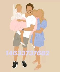 Bloxburg Photos, Custom Illustrated Family Portrait, Procreate Pocket, Twin Pictures, Blonde Kids, Cute Family Pictures, Bloxburg Decals Codes Aesthetic