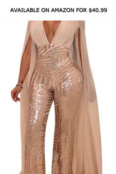 Speedle Women Sexy Deep V Angel Wings Sequin Glitter Tulle Backless Evening Party Playsuit ◆ AVAILABLE ON AMAZON FOR: $40.99 ◆ Elegant Rompers, Evening Jumpsuit, Dress With Stockings, Sequin Jumpsuit, Bodycon Jumpsuit, Sequin Evening Dresses, Jumpsuit Elegant