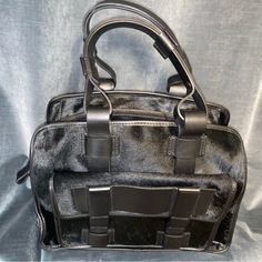 Brand New With Tags Alessia Hairca Black Ugg Purse With Red Interior Designer Black Square Bag, Black Square Designer Bag, Designer Black Square Satchel, Designer Black Square Shoulder Bag, Designer Black Satchel With Leather Handles, Ugg Purse, Ugg Purses, Ugg Bag, Large Leather Tote Bag