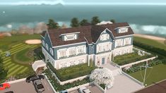 this is an artist's rendering of a large house in front of the ocean