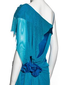 Issey Miyake blue silk dress with drapedmesh overlay, ss 2005 For Sale at 1stDibs | ss2005 issey miyake, aqua asymmetric overlay crepe gown, issey miyake 2005 Elegant Blue Mesh Dress For Party, Elegant Blue Mesh Summer Dress, Elegant Blue Mesh Dress For Summer, Blue Sheer Mesh Dress, Fitted Blue Mesh Dress, Elegant Blue Mesh Dress For Spring, Chic Blue Mesh Dress For Evening, Blue Fitted Mesh Dresses, Blue Mesh Dresses For Spring