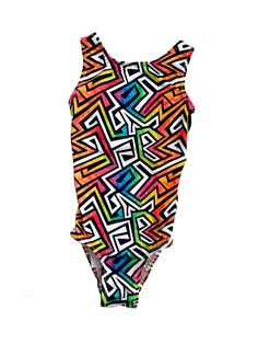 a bathing suit with an abstract pattern on it