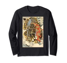 PRICES MAY VARY. Japanese Samurai General Fighting Tiger Artwork Guys Gift Japanese Anime Design Cool Art Colorful Beach Surfer Love Beautiful Lightweight, Classic fit, Double-needle sleeve and bottom hem Artistic Long Sleeve Shirt With Graphic Print, Tiger Artwork, Japanese Samurai, Anime Design, Design Cool, Art Colorful, Clothing Co, Japanese Anime, Retro Outfits