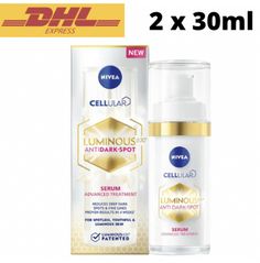 2x NIVEA LUMINOUS630 Anti-Dark Spot Advanced Treatment Serum 30ml  Targets at the root to reduce deep dark spots & fine lines in 4 weeks without harming skin in 3 dimensions. The formula is effective, yet safe to restore SPOTLESS, YOUTHFUL & LUMINOUS skin. Luminous630 is a breakthrough innovation after 11 years of research, proven to reduce & lighten deep dark spots at the root in just 4 weeks. Combined with 2X Hyaluronic Acid and Anti-Oxidant, the powerful Luminous630 penetrates deeper to the s Dark Spots On Face, Dark Spots On Skin, Lighten Dark Spots, Luminous Skin, Iphone App, Face Oil, Face Serum, Facial Care, Facial Skin Care