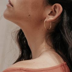 Our large gold hoop earrings are dainty and classic, making them perfect for everyday wear. Hoops measure at 30mm Tennis Jewelry, Large Silver Hoop Earrings, 14k Gold Hoop Earrings, Diamond Birthstone, Nose Ring Stud, Solid Gold Jewelry, Gold Hoops, Gold Hoop, Silver Hoops