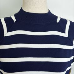 Ryegrass Women’s Mock Neck Nautical Sweater, Nwt Model In The 1st (Cover) Photo Is Wearing A Black & White Version, I’m Selling A Navy Blue & White Sweater Patterned W/ A Classic Nautical Striped Design, This Women's Mock Neck Pullover Sweater From Ryegrass Is Designed For A Close Fit W/ Cap Sleeves. Pair It W/ Hoop Earrings & An A-Line Skirt Or Jeans W/ Flats/Sperrys Or Ur Favorite Loafersso Versatile Fiber Content: 65% Viscose, 35% Nylon Approximate Measurements Taken On A Flat Surface: P2p: 19 1/2” T2b: 21 1/2” Mock Neck: 1 3/4” Bundle To Save! Message Me With Any Questions. All Reasonable Offers Considered! Thanks For Stopping By! White Fitted Nautical Tops, Fitted White Nautical Tops, Navy Casual Turtleneck Top, Casual Navy Turtleneck Top, Casual White Mock Neck Top For Work, Nautical Sweater, Boho Peasant Top, Navy Blue Top, Blue And White Style