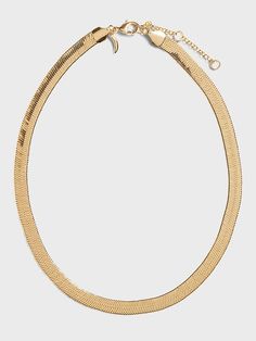 Herringbone Chain Necklace | Banana Republic Metal Snake Chain Choker With Adjustable Chain, Adjustable Metal Snake Chain Choker, Gold-tone Snake Chain Necklace, Metal Snake Chain Choker, Elegant Gold Snake Chain Choker, Classic Metal Necklace With Snake Chain, Chic Metal Snake Chain Necklace, Elegant Metal Chain Necklace With Lobster Clasp, Chic Gold-tone Necklace With Lobster Clasp