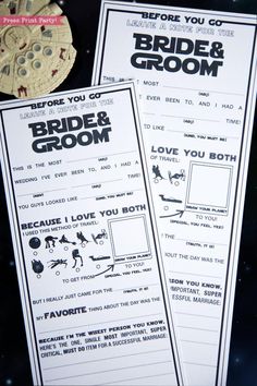 the bride and groom game is shown on top of a table with space in the background