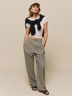 Power pants. Shop the Mason Pant, a high rise pant with a relaxed, wide leg. Mason Pant, Best Work Pants, High Rise Pants, New Tops, Outerwear Sweater, Split Hem, Work Pants, New Dress