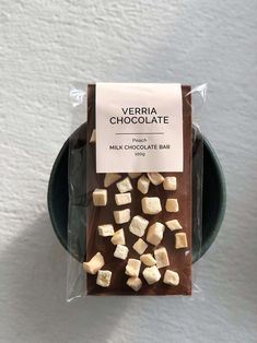 a bar of chocolate with cubes in it