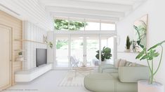 a living room filled with furniture and a flat screen tv