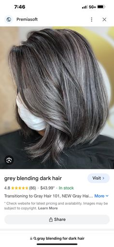 Dark Hair With Gray Highlights, Hair With Gray Highlights, Grey Transition Hair Highlights, Dark Hair With Gray, Black And Gray Hair, Healthy Gray Hair, Gray Highlights, Hair Color For Brown Skin