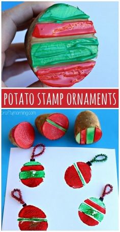 this is an easy to make potato stamp ornament craft for kids