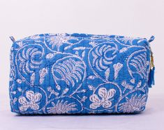 Set Of 3 Makeup Bag Cotton Toilet Bag Toiletry Bags - Etsy Brasil Rectangular Cotton Cosmetic Bag For Daily Use, Rectangular Cotton Travel Cosmetic Bag, Blue Toilet, Beads Tassels, Toilet Bag, Beach Lover Gifts, Wash Bag, Cotton Set, Toiletry Bags