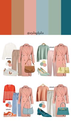 Peach combination outfit Colors That Go With Peach Outfits, Peach Coat Outfit, Peach Colour Combination Dress, Peach Blazer Outfits For Women, Peach Outfits For Women, Peach Combination Color, Peach Color Combination Dress, Peach Skirt Outfit, Spring Color Palette Outfits