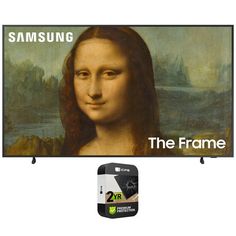 an advertisement for samsung's the frame is displayed on a white background with a black phone