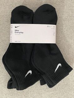 Brand New  Nike Everyday Dri-Fit Unisex 6-Pack Ankle Socks Black Large W 10-13/M 8-12 Stay comfortable and stylish with the Brand New Nike Everyday Dri-Fit Unisex 6-Pack Large Ankle Socks in Black. These socks are perfect for any occasion, whether you're hitting the gym or running errands. The solid pattern and athletic style make them a great addition to any active wear outfit. Made with machine washable materials, these socks are easy to care for and will last through multiple wears. The regular fit and size range of W 6-10/M 6-8 make them a great option for both men and women. Don't miss out on the chance to add these versatile socks to your collection. Black Nike Crew Socks, Nike Women Socks, Ankle Nike Socks, Nike Socks Black, Burrr Basket, Nike Socks Women, Black Nike Socks, Black Ankle Socks, Black Crew Socks