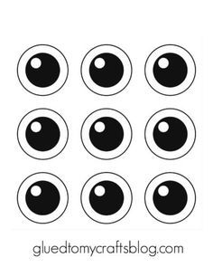 an eye chart with eight different eyes and the words, glue on my crafts blog