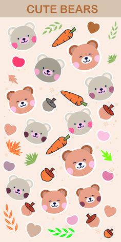 Sticker Teddy Bears Cute Bears, Matte Paper