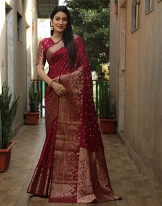 Type: Saree Saree Color: Burnt Maroon Blouse Color: Burnt Maroon Saree Length: 6.3 Mtrs (With Blouse) Blouse Length: 0.80 Mtr Fabric: Dola Silk Work: Zari Weaving Care Instruction: Hand Wash Product Code 12933 Saree Blouse, Lehenga, Silk Sarees