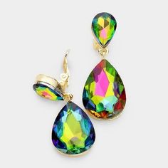 Miro Oil Spill Crystal Double Teardrop Gold Clip-On EarringsItem: Clip-On EarringsVendor: Miro Crystal Collection Size: .75" x 1.75" (Inches) Color: Vitrail, Rainbow, Oil Spill, GoldShape: Teardrop Metal: Alloy, Lead & Nickle Free Material: Crystal Theme: Evening, Bridal, Prom, Pageant All Measurements Are Approximate. Sold As One Pair Of Earrings Baublebar Earrings, Crystal Teardrop Earrings, Oil Spill, Earrings Handmade Dangle, Gold Clips, Rainbow Crystal, Flower Studs, Heart Earrings Studs, Crystal Collection