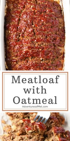 meatloaf with oatmeal in a white casserole dish