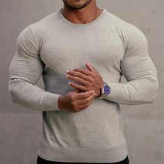 Casual Long Sleeve Men’s Bodybuilding Workout T Shirt Woollen Sweater, Mens Pullover Sweater, Printed Hoodies Sweatshirts, Spring Hoodie, Body Building Men, Denim Shirt Men, Bodybuilding Workout, Cropped Knit Sweater, Mens Fashion Jeans