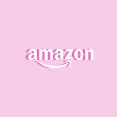 an amazon logo on a pink background