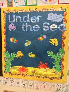 an under the sea bulletin board is displayed