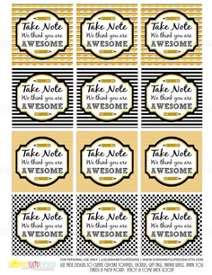 printable take note cards with black and yellow stripes