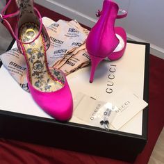 Nwt Gucci Fuchsia Colored Rhinestone Ankle Strap Heels Sz 36 Never Been Worn. Box. Heel Tabs. Dust Covers Including Gucci Pink Heels With Branded Heel Counter, Gucci Pink Evening Heels, Gucci Pink Formal Heels, Pink Gucci Heels For Evening, Pink Gucci Formal Heels, Gucci Embellished High Heels, Gucci Pink, Shoes Gucci, Fuchsia Color