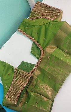 Aari Neck Designs For Blouse, Blouse Design For Pattu Saree, Simple Aari Work Blouse Design For Pattu Saree, Neck Designs For Blouse, Simple Aari Work, Aari Work Blouse Design, Green Blouse Designs