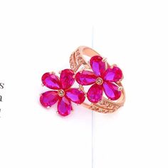 Ruby Flower, Flower Rings, Ring Plate, Tension Setting, Flower Engagement Ring, Jewelry Style, Rose Gold Metal, Cheap Jewelry, Sweet Style