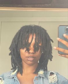 #black_woman #locs #hair #dreads #hairjourney #hairinspo #hairinspiration No Middle Part Locs, Loc Wolfcut, Middle Part Locs, Short Locs Women, Loc Mullet, Mullet Locs, Layered Locs, Loc Growth, Hair Twists Black