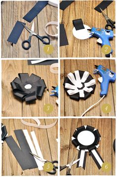 how to make a paper flower with scissors and tape on the outside, step by step instructions