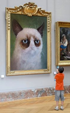 Art... I don't like it. Grumpy Cat Art, Art People, Art Parody, Pics Art, Baby Dogs, Baby Cats