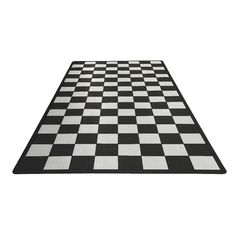 a black and white checkered rug on a white background