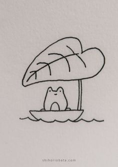 a drawing of a mushroom with a dog under it